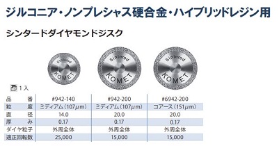 ダイヤモンドジスク全形態 / 総合歯科材料商社 株式会社モモセ歯科商会